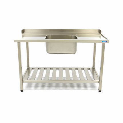 Dishwasher Table - 140 x 75cm - Right - with Sink and Backsplash - incl Storage Shelf