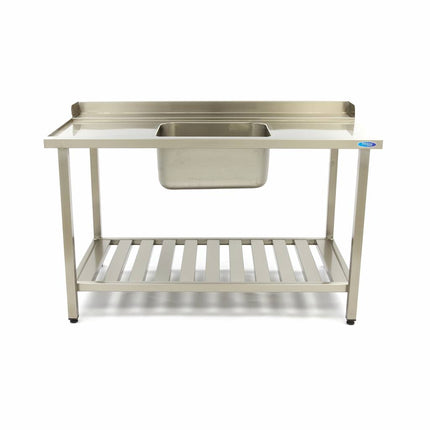Table pour lave-vaisselle - 120 x 75 cm - Gauche - avec évier et dosseret - avec étagère de rangement