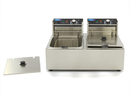 Friteuse - 2 x 6L - 2 Paniers - jusqu'à 2,4kg de Frites
