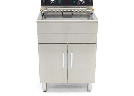 Friteuse - 30L - 1 panier - avec robinet de vidange et support