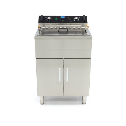Friteuse - 30L - 1 panier - avec robinet de vidange et support