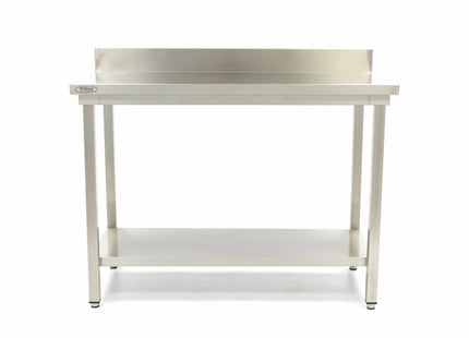 Rustfrit stål bord - 80 x 60cm - Adjustable Height - with Backsplash and Storage Shelf