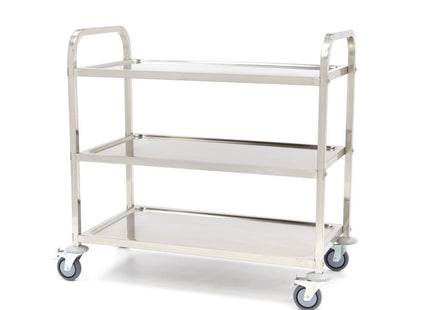 Chariot de service en acier inoxydable - 3 étagères