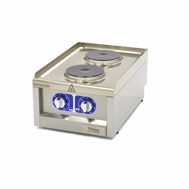Kommersiell komfyr - 2 brennere - Enkel enhet - 60 cm dyp - Elektrisk