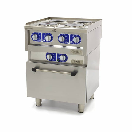 Cuisinière de qualité commerciale - 4 brûleurs - Électrique - Double unité - 60 cm de profondeur - avec four