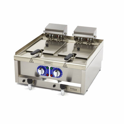 Fritteuse – 2 x 10 l – 2 Körbe – mit Ablasshahn – 400 V
