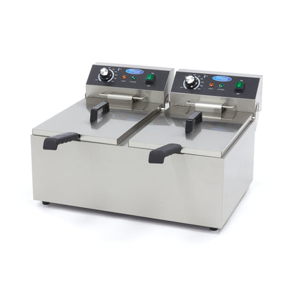 Friteuse - 2 x 11L - 2 Paniers - jusqu'à 2,8kg de Frites
