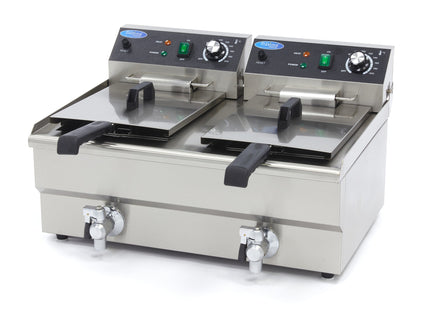 Deep Fryer - 2 x 13L - 2 Baskets - with Drain Tap