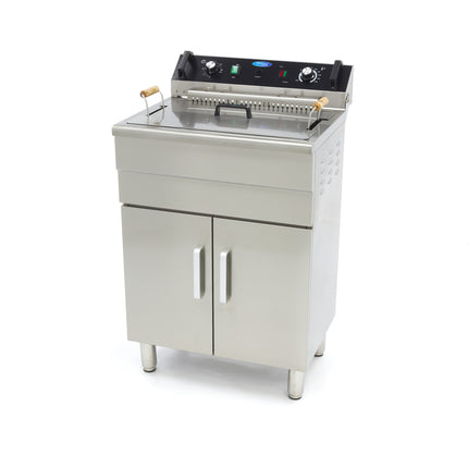 Friteuse - 30L - 1 panier - avec robinet de vidange et support