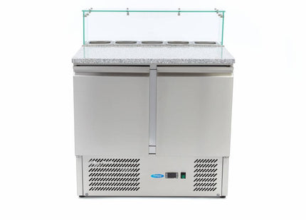 Pizza Prep kyl - 90 cm - 2 Dörrar - Passar 5 x 1/6 GN - inkl Glasskydd