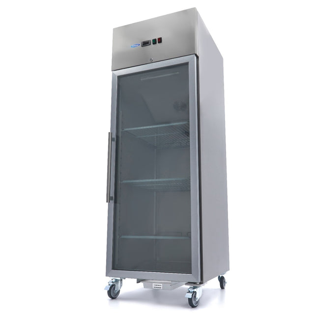 Gefrierschrank – 700 l – 3 verstellbare Regale (2/1 GN) – Edelstahl – mit Glastür