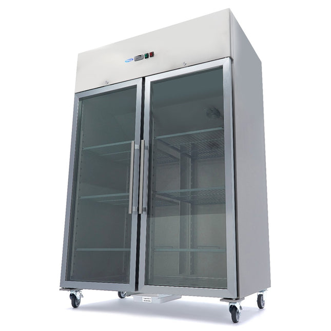 Gefrierschrank – 1200 l – 6 verstellbare Einlegeböden (2/1 GN) – Edelstahl – mit Glastür