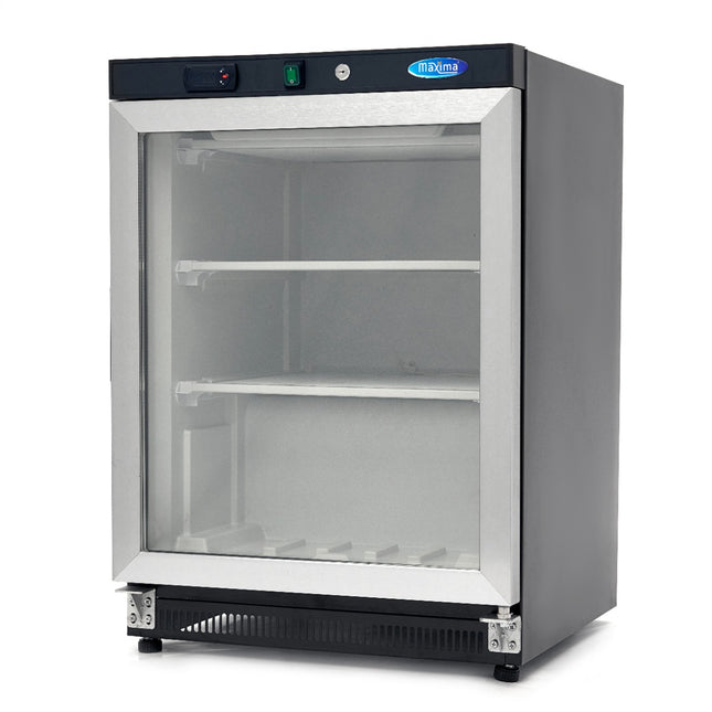 Vriezer - 200L - Zwart - met Glazen Deur