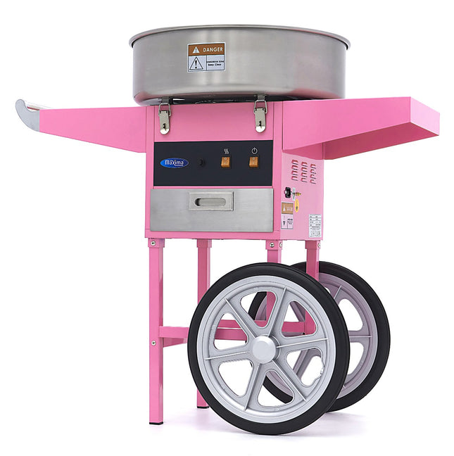 Candy Floss Maskin – Ø 52cm – Rosa – med handlevogn