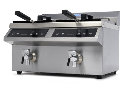 Deep Fryer - 2 x 8L - 2 Baskets - with Drain Tap - Induction