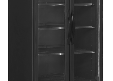 Black 2-door display cooler with canopy - FSC891H Black