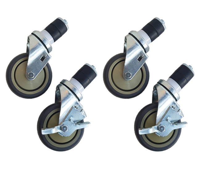Worktable wheels 4 pcs - 2 with brakes - 4 inch / 10.2 cm